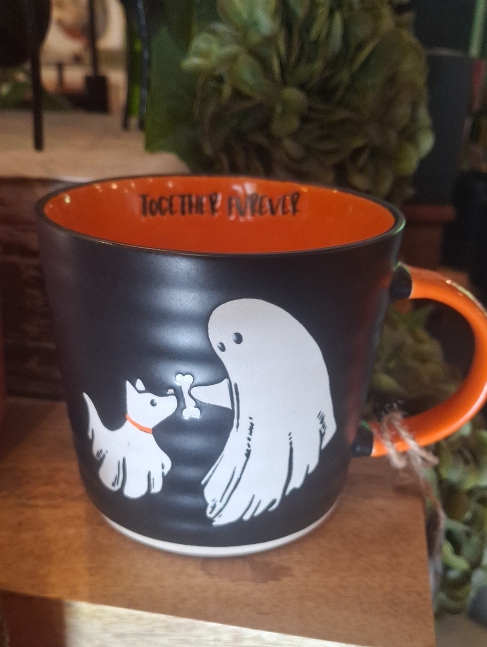 Black and Orange Pet-Themed Ceramic Mug - Ghost & Dog Design